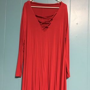 Long Sleeve Lace Up Front Dress